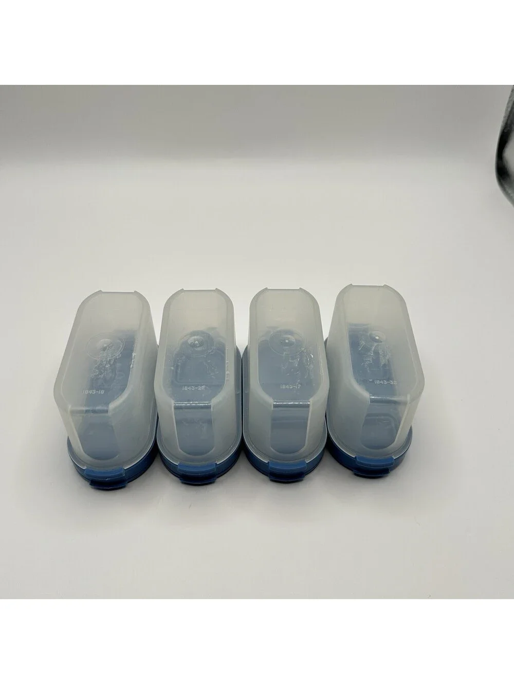 Tupperware Modular Mates Spice Container Shakers #1843 W/Blue Lids Set Of 4